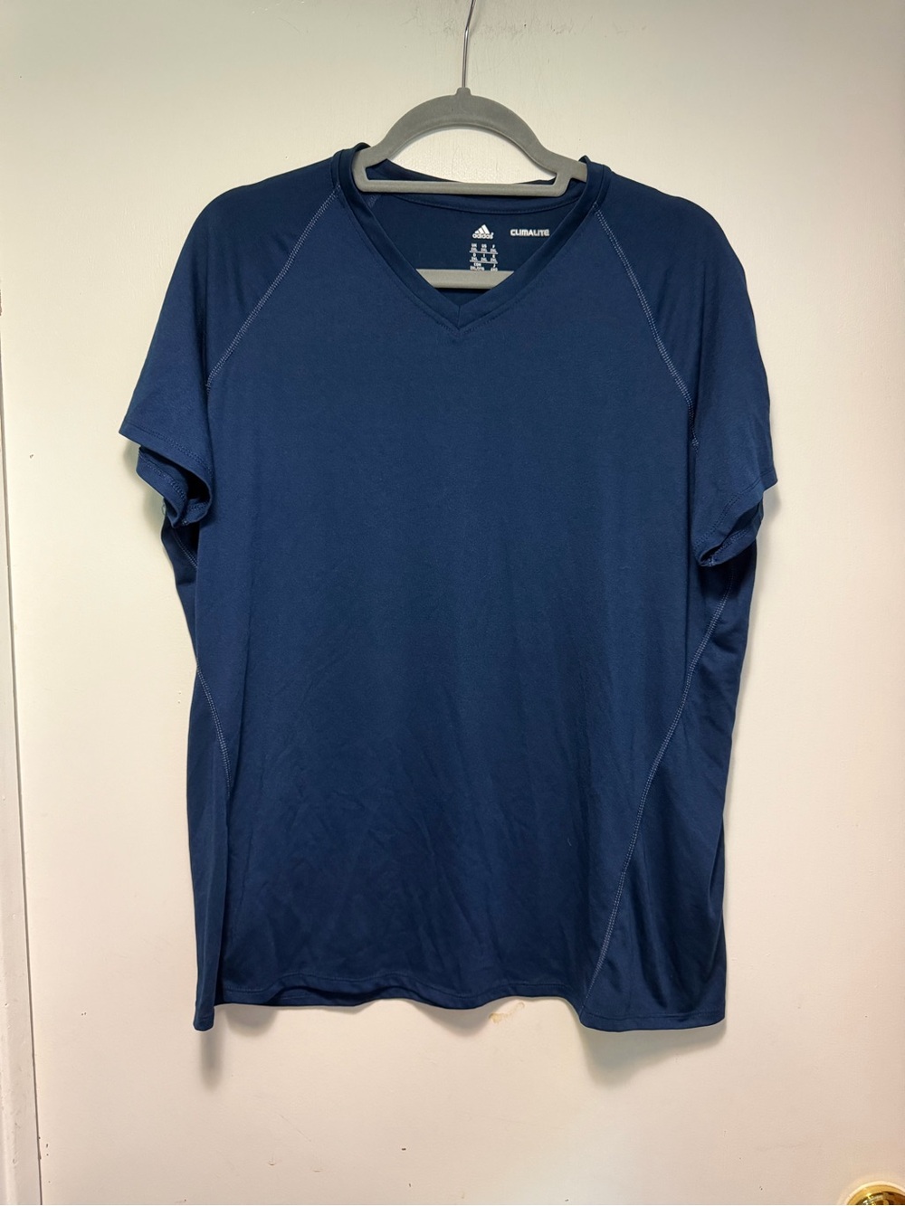 adidas Navy Women's Short-Sleeve V-Neck Sport Tee Workout